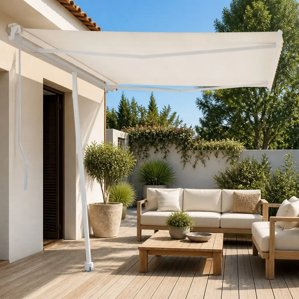 Awning Post Set Outdoor Shade Support 300x245 cm White