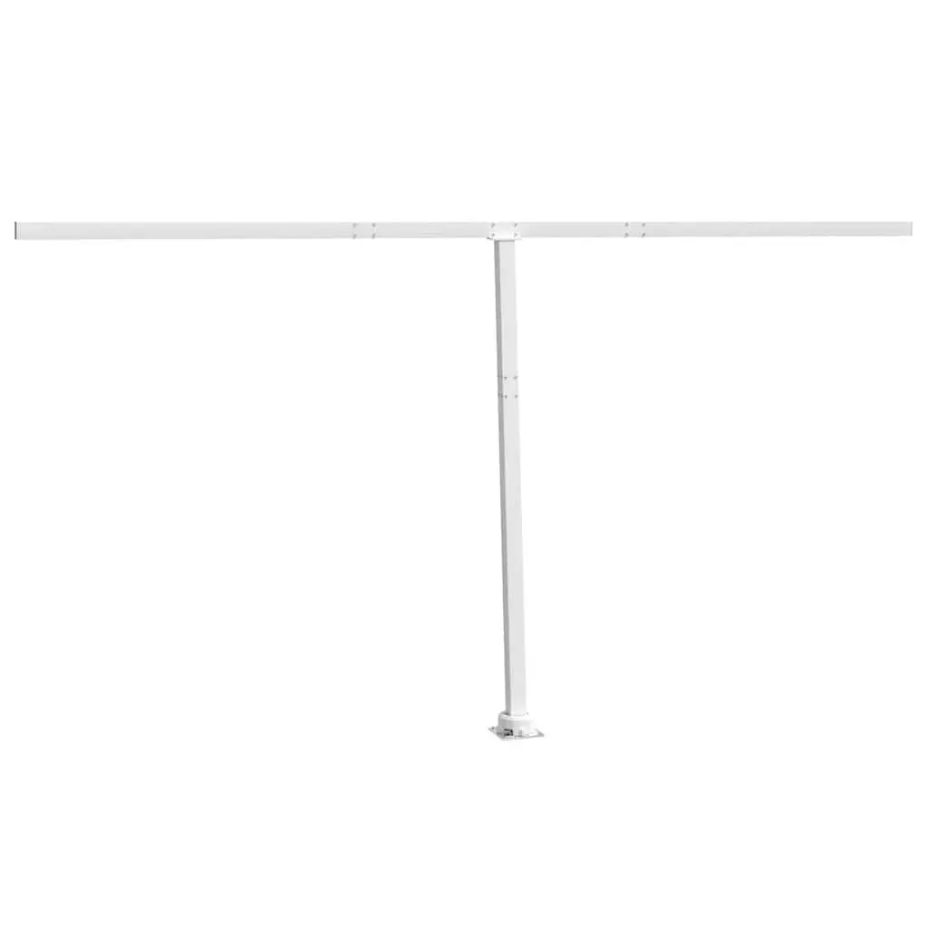 Awning Post Set White 450x245 cm Rotary Base Outdoor Terrace Balcony Garden