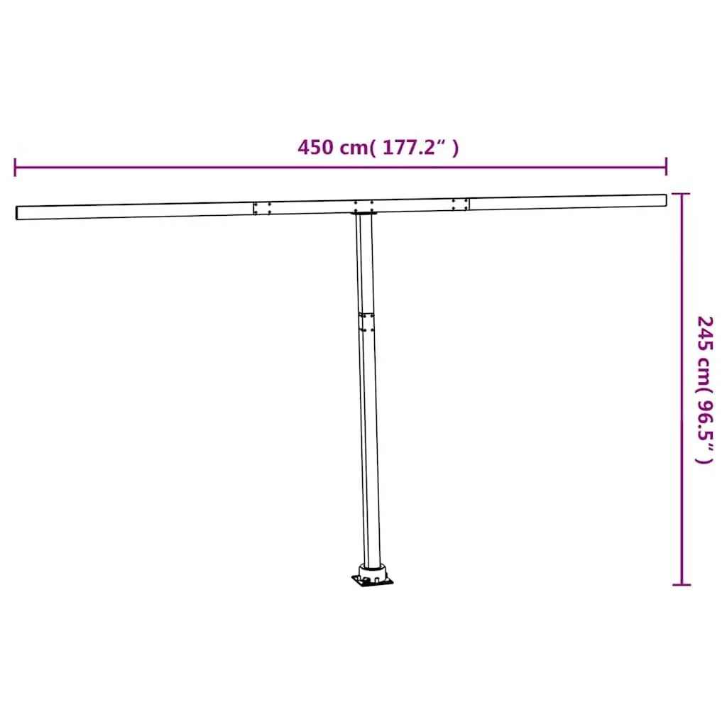 Awning Post Set White 450x245 cm Rotary Base Outdoor Terrace Balcony Garden
