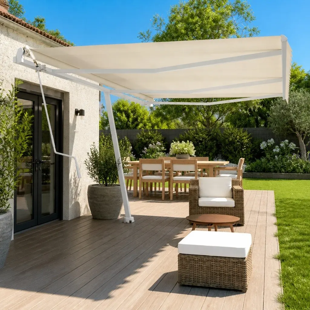Awning Post Set Outdoor Shade Support 600x245 cm White