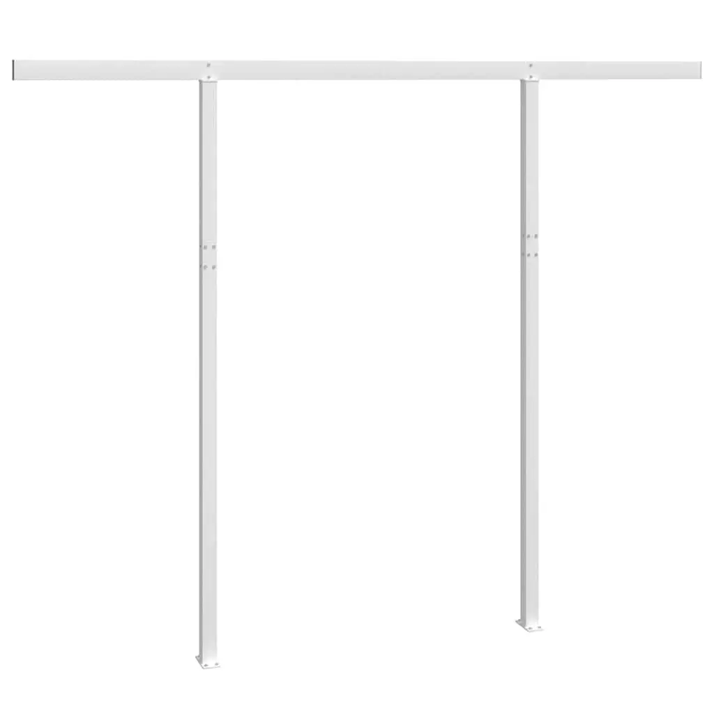 Awning Post Set Double Posts White 300x245 cm Outdoor Terrace Balcony Garden