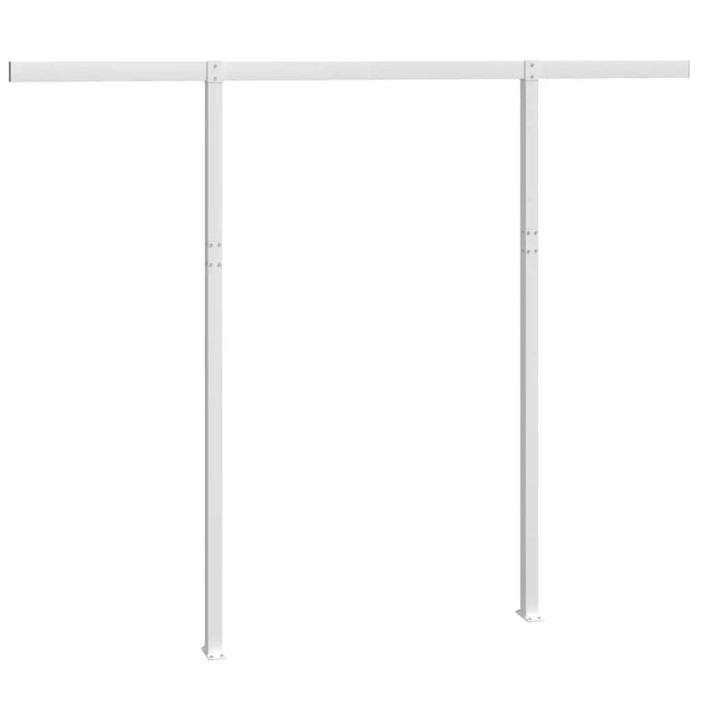 Awning Post Set Double Posts White 300x245 cm Outdoor Terrace Balcony Garden