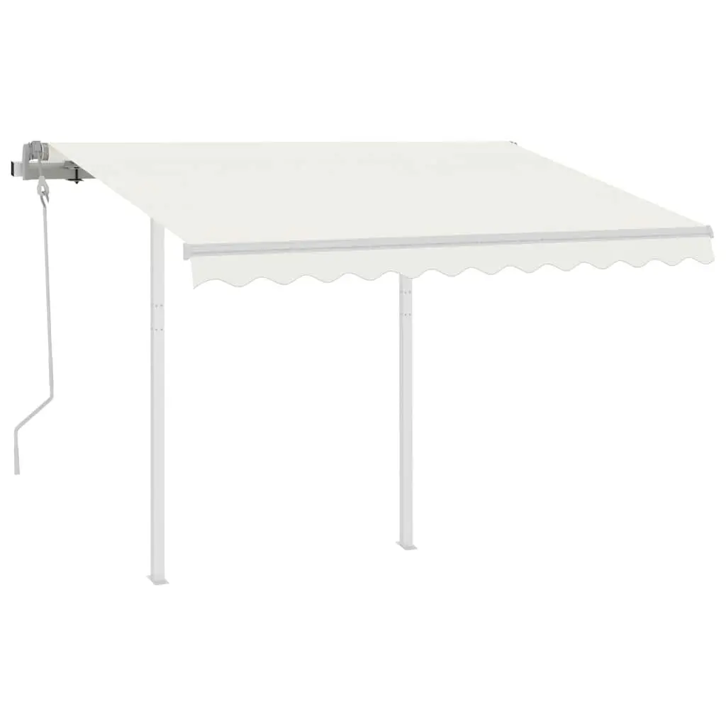 Awning Post Set Double Posts White 300x245 cm Outdoor Terrace Balcony Garden