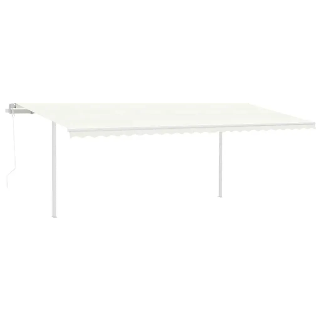 Awning Post Set Double Posts Outdoor Terrace Balcony Garden 600x245 cm White