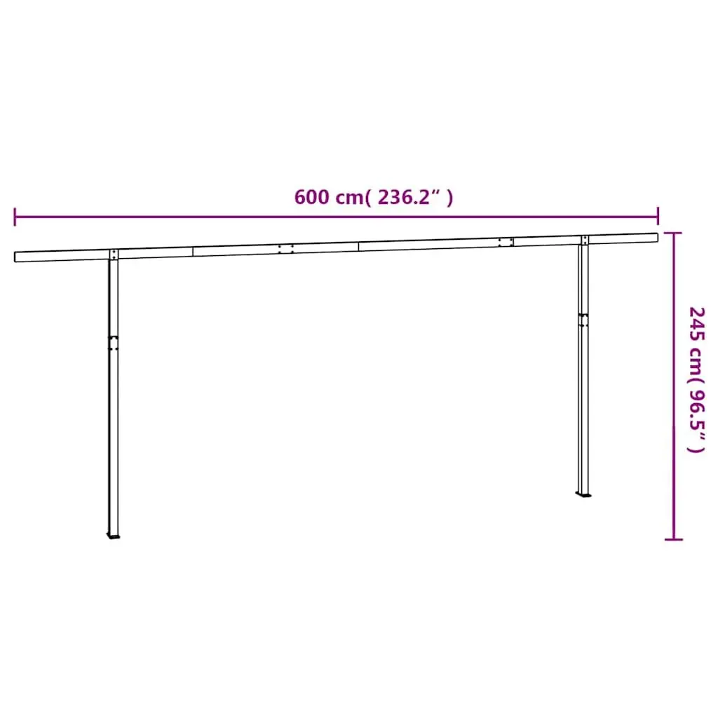 Awning Post Set Double Posts Outdoor Terrace Balcony Garden 600x245 cm White