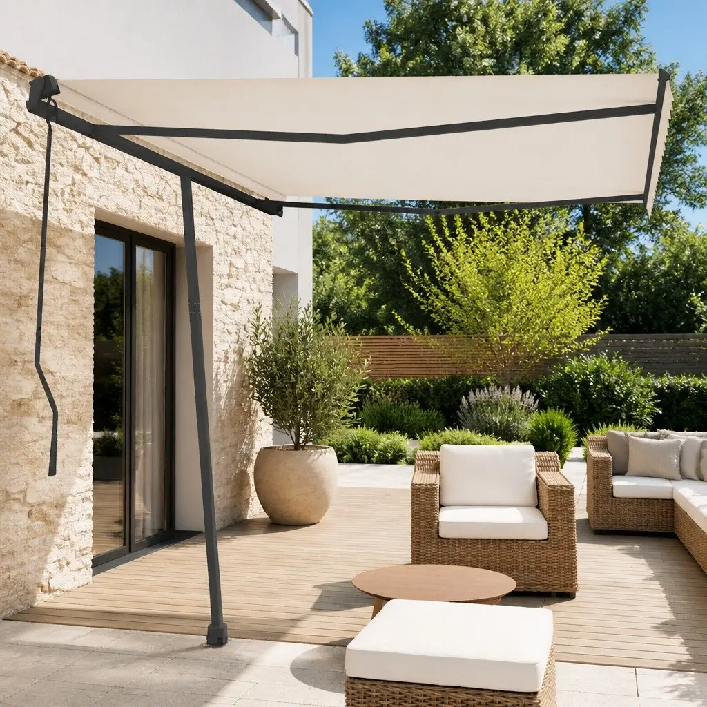 Awning Post Set Outdoor Shade Support 300x245 cm Anthracite