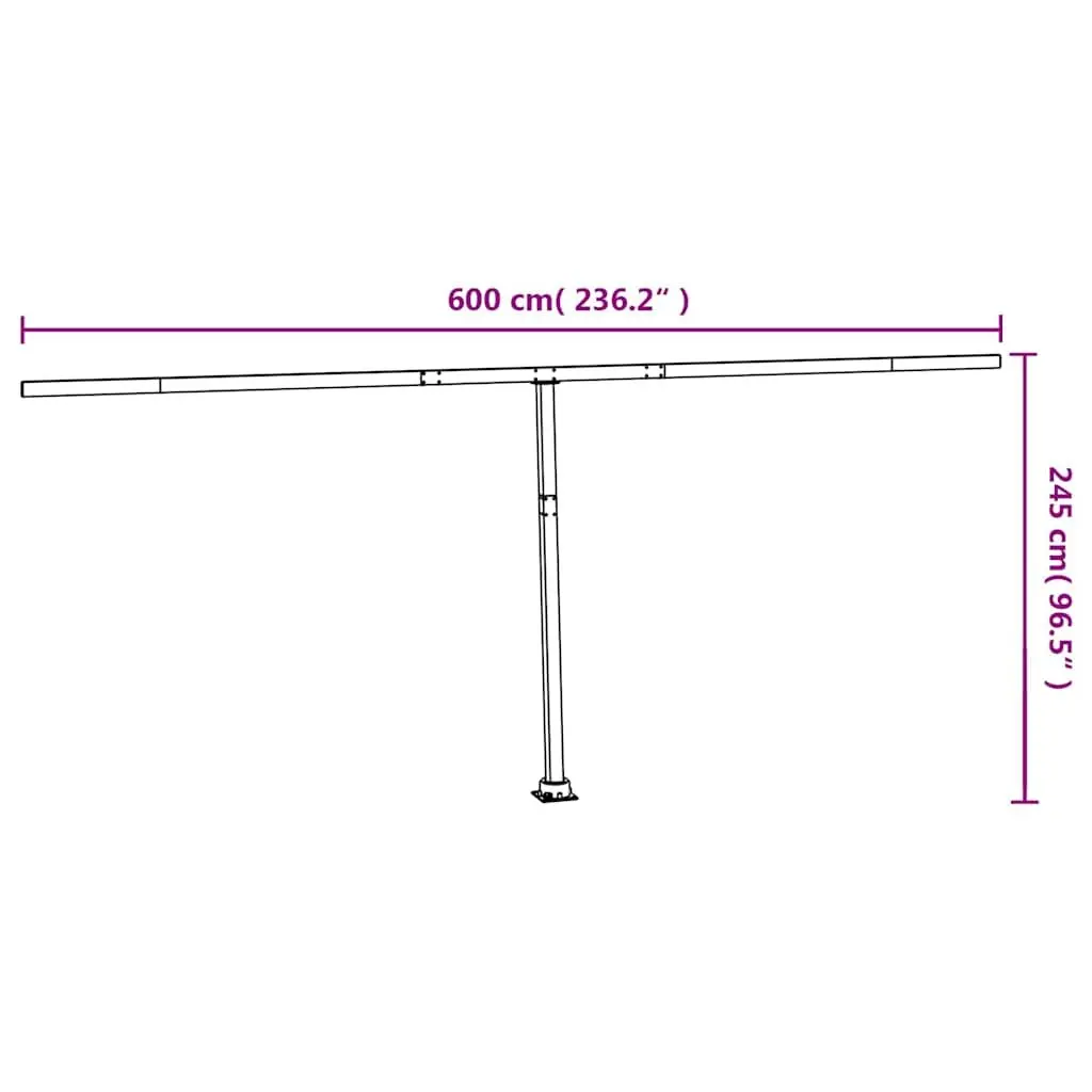 Awning Post Set Outdoor Shade Support 600x245 cm Anthracite