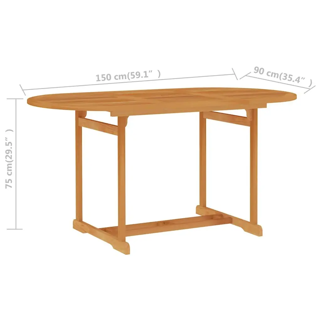 Garden Dining Table 150x90x75cm Solid Teak Wood Outdoor Furniture Patio