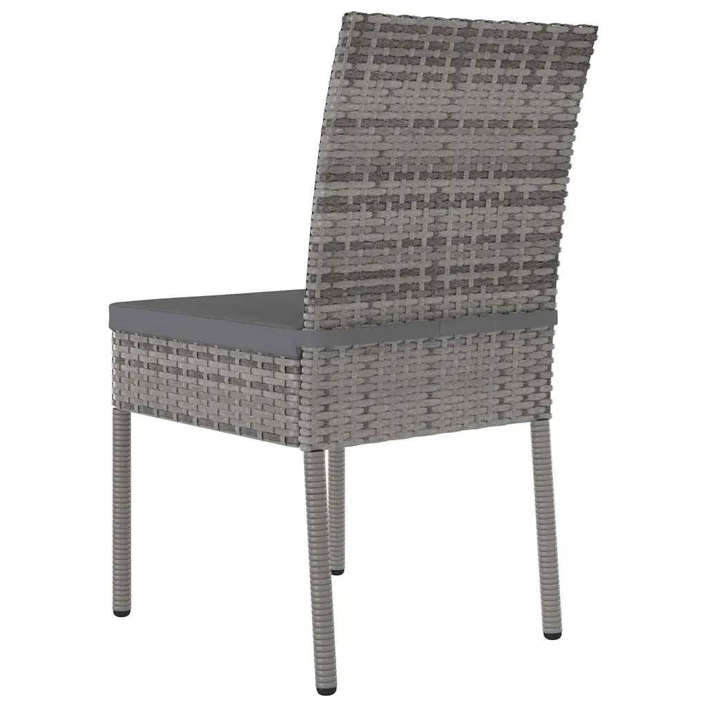 Outdoor Dining Chairs Set of 2 Grey Poly Rattan Garden Seating with Cushions