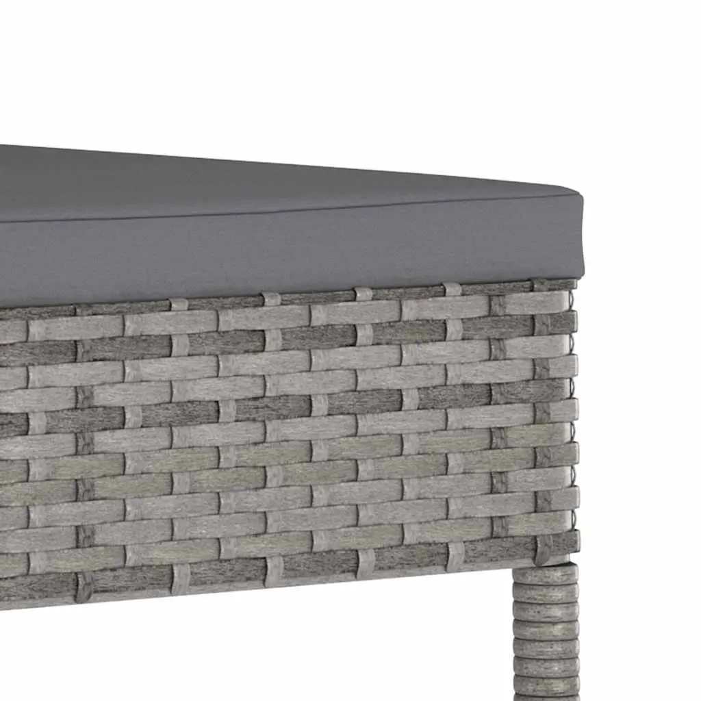 Outdoor Dining Chairs Set of 2 Grey Poly Rattan Garden Seating with Cushions