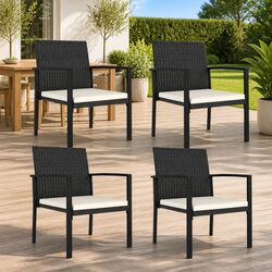 Value-Focused Black Outdoor Dining Chair Set - 4 Pcs