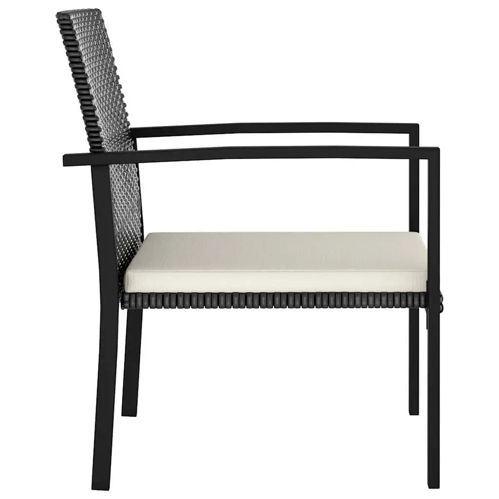Outdoor Dining Chairs Set 4 Pcs Poly Rattan Garden Seating with Cushions Black