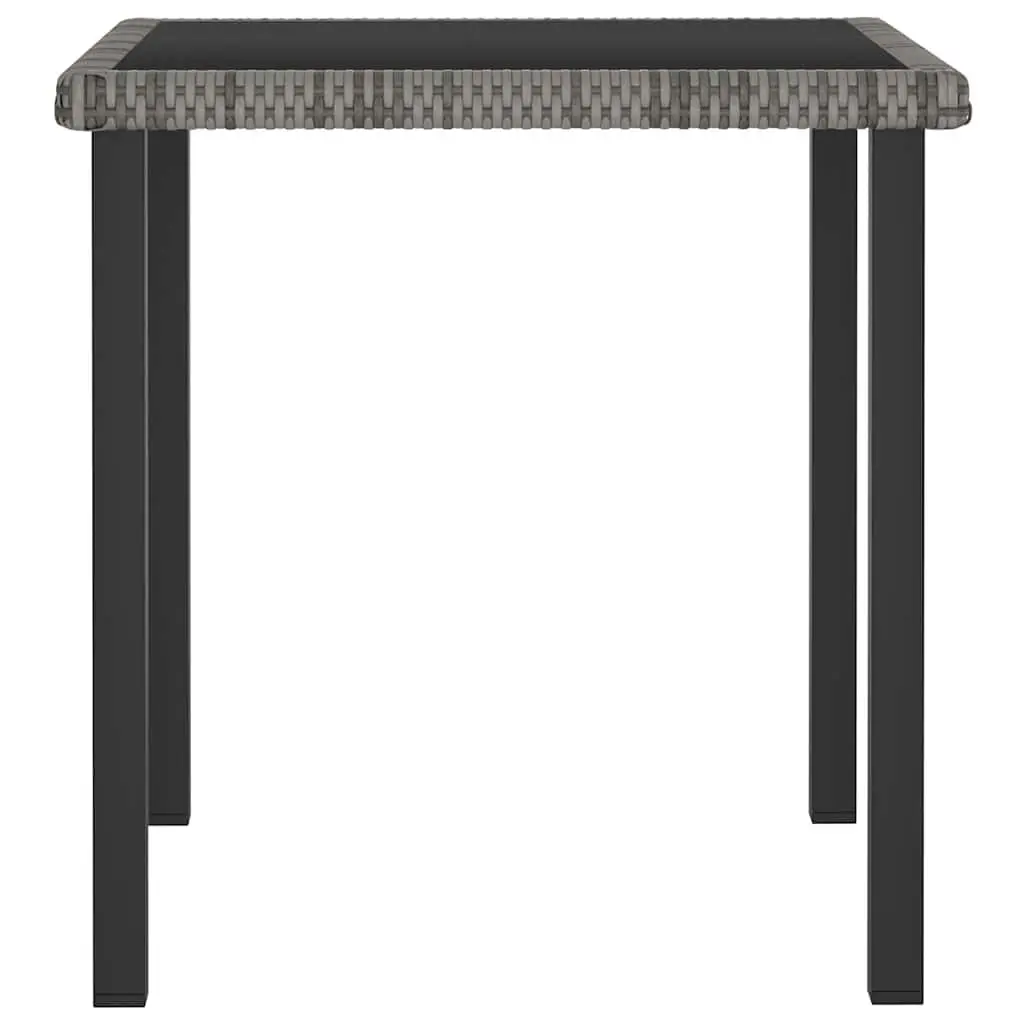 Garden Dining Table Grey Outdoor Patio Furniture Rattan Steel Tempered Glass Top
