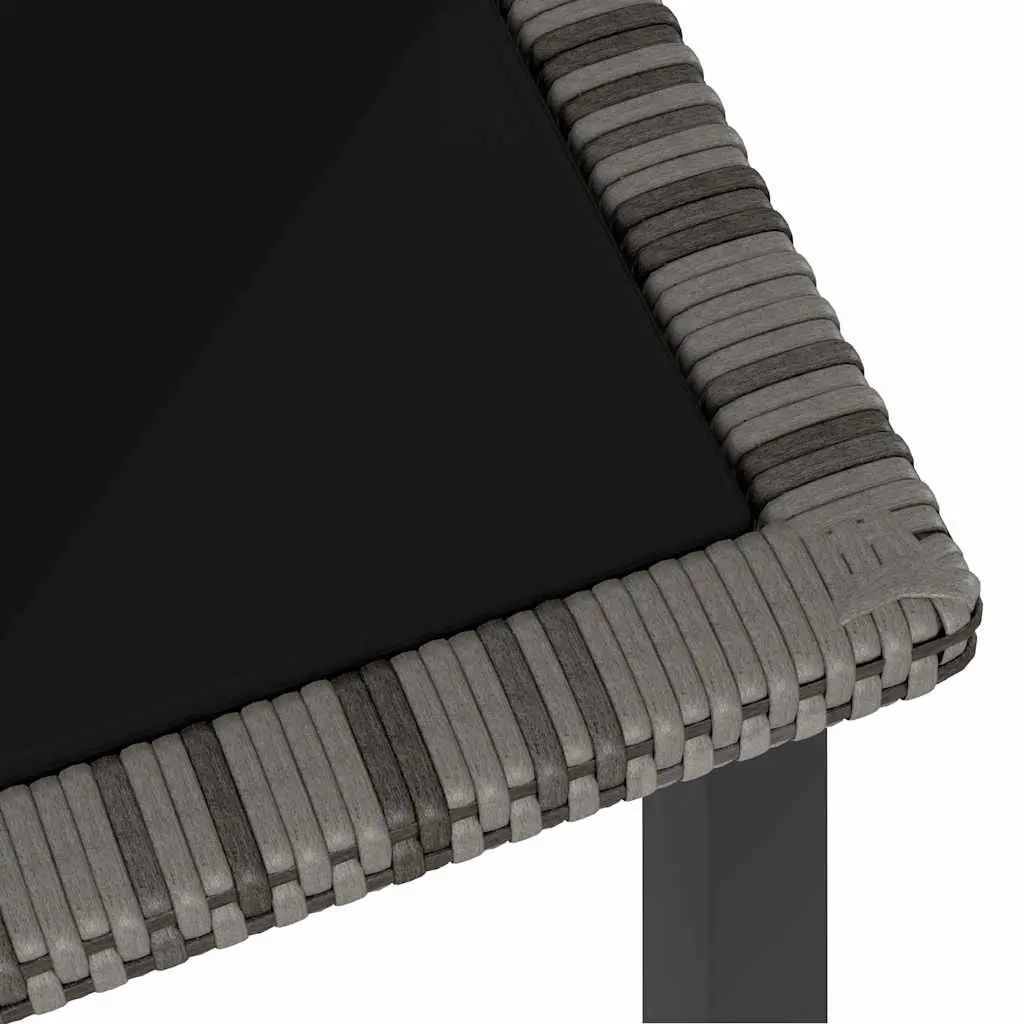Outdoor Dining Table Grey Garden Patio Furniture Poly Rattan Tempered Glass Top