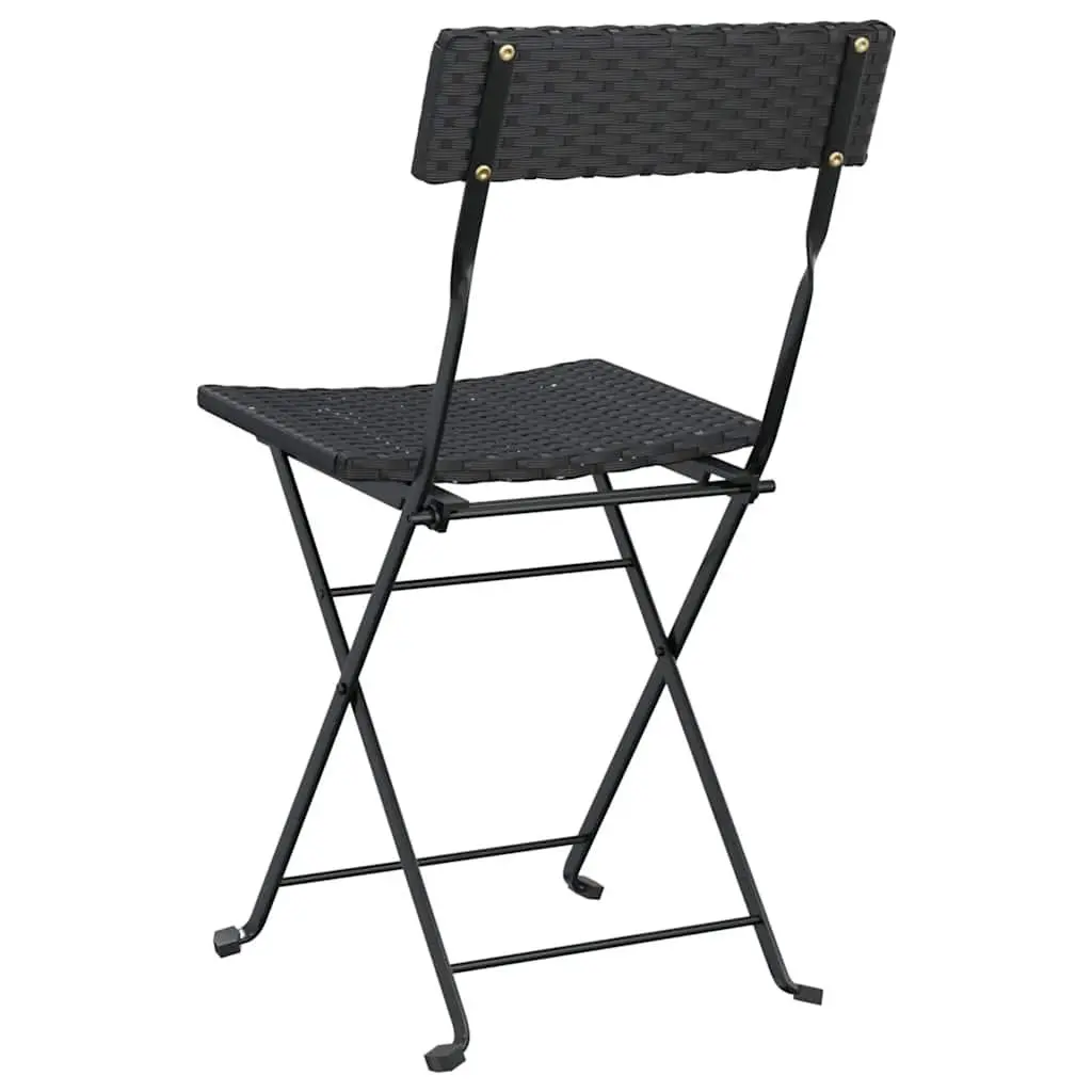 Folding Bistro Chairs Outdoor Garden Seating 4 Piece Black PE Rattan Steel Frame