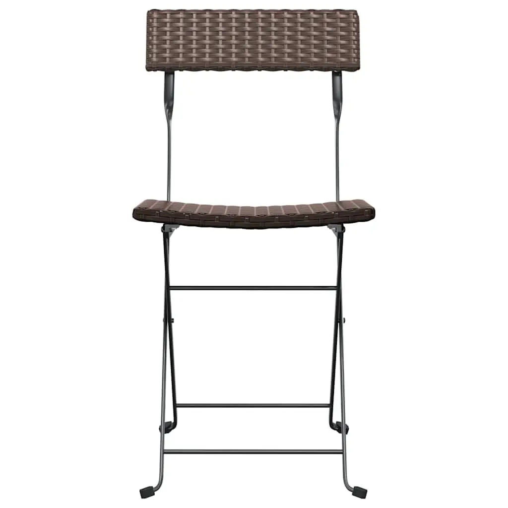 Folding Bistro Chairs Outdoor Garden Seating 6 Piece Brown PE Rattan Steel