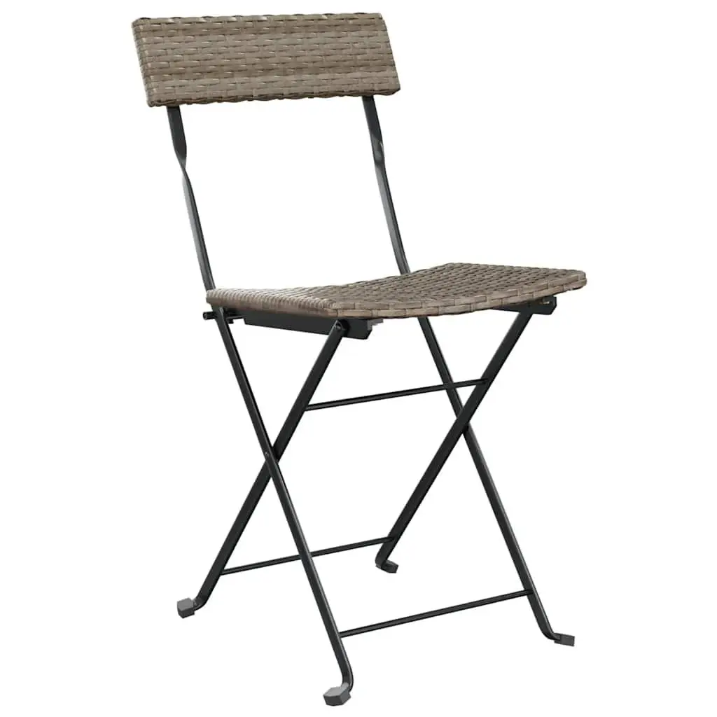 Folding Bistro Chairs Set of 4 Grey Outdoor Garden Seating Patio Furniture
