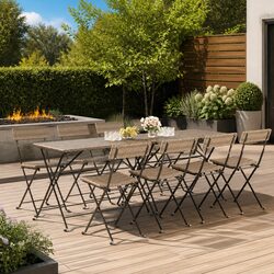Durable 8-Piece Folding Bistro Chairs in Grey
