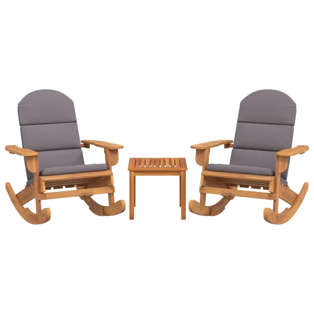 Adirondack Garden Lounge Set Outdoor Furniture Rocking Chair Coffee Table 3 Piece Brown