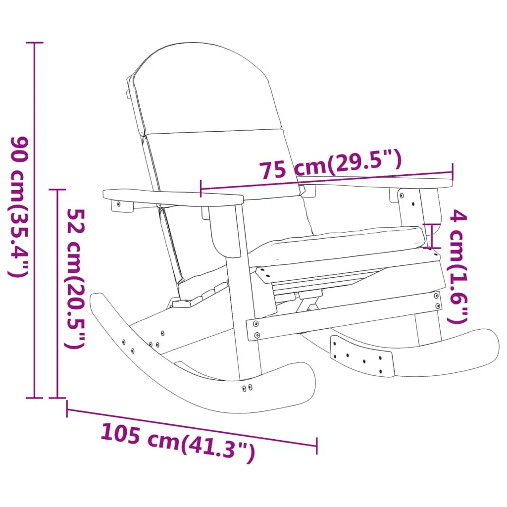 Adirondack Garden Lounge Set Outdoor Furniture Rocking Chair Coffee Table 3 Piece Brown