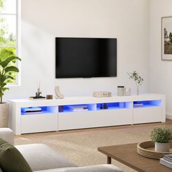 Quality White TV Cabinet with Practical Storage and RGB Lights