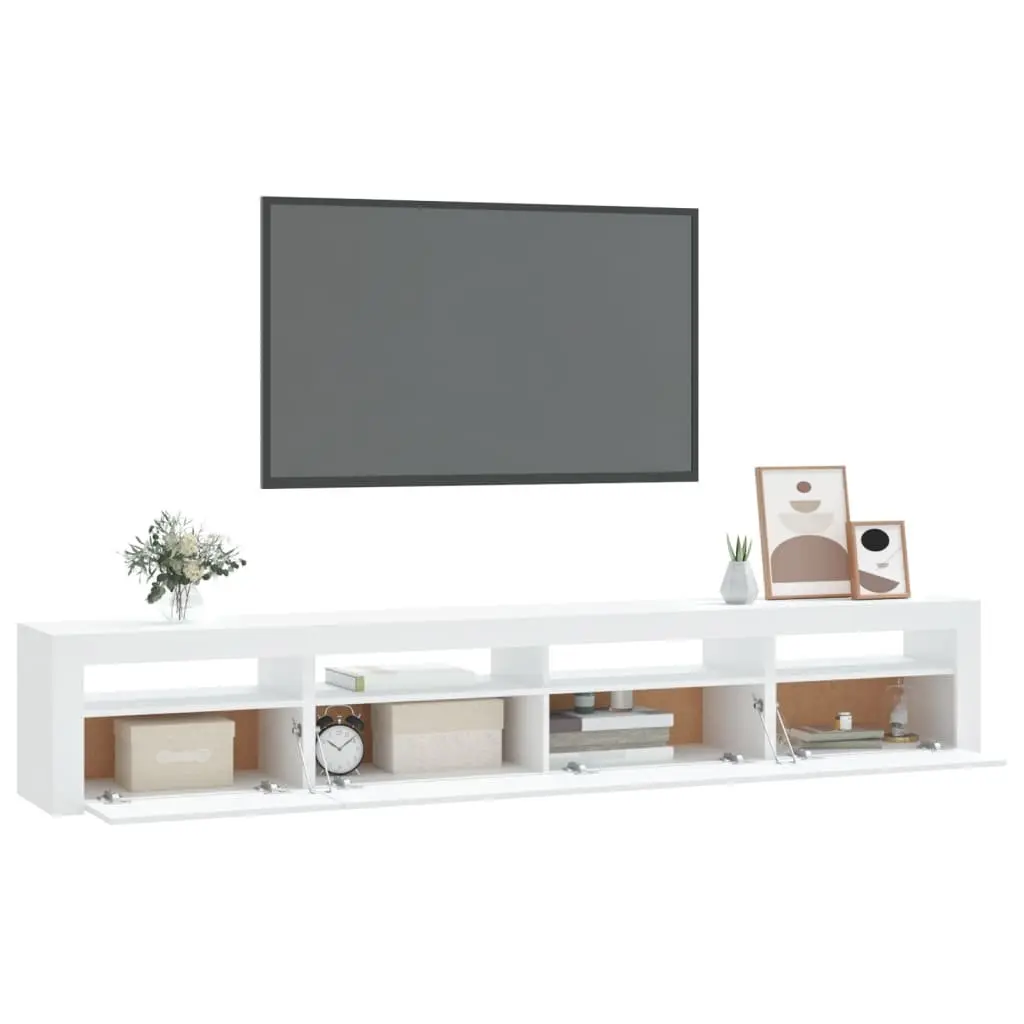 TV Cabinet with RGB LED Lights White Modern Media Stand Storage Unit 240cm