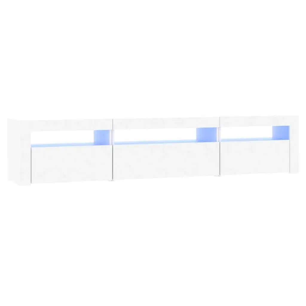 TV Cabinet Storage Unit RGB LED Lights White Modern Media Unit 195 x 35 x 40 cm