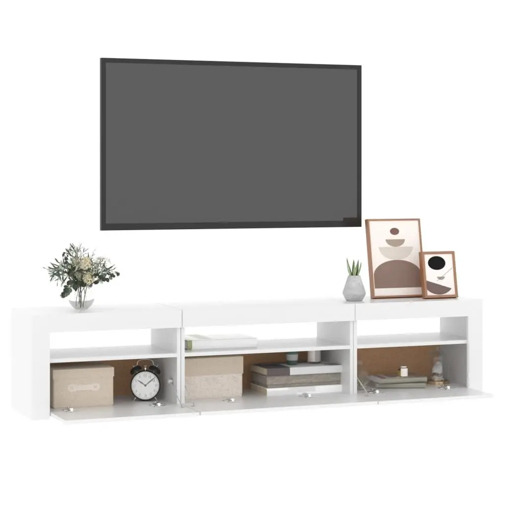 TV Cabinet Storage Unit RGB LED Lights White Modern Media Unit 195 x 35 x 40 cm