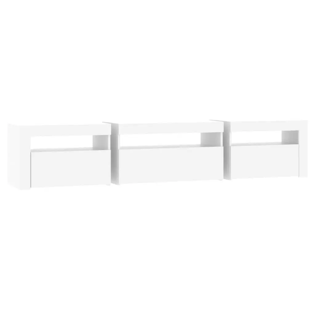 TV Cabinet Storage Unit RGB LED Lights White Modern Media Unit 195 x 35 x 40 cm