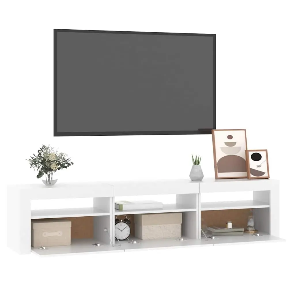 TV Cabinet Modern Media Unit Storage RGB LED Lights 180 x 35 x 40 cm White