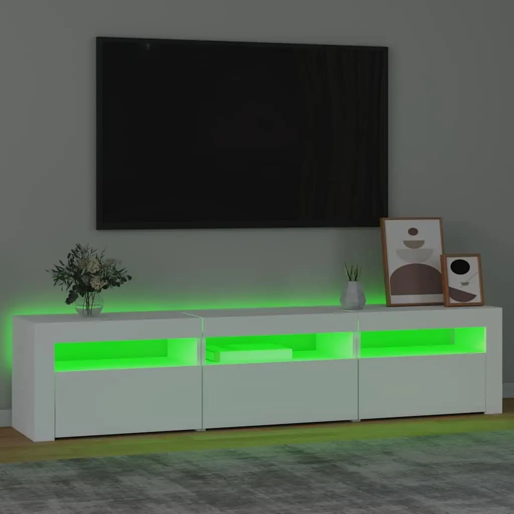 TV Cabinet Modern Media Unit Storage RGB LED Lights 180 x 35 x 40 cm White
