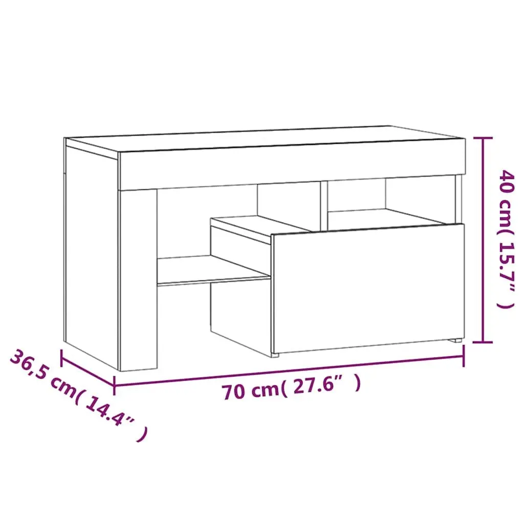Bedside Tables RGB LED Lights 70x36.5x40cm Grey Storage Table Set of 2