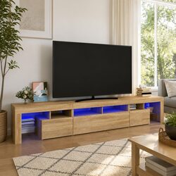 Practical TV Cabinet with RGB LED Lights in Brown