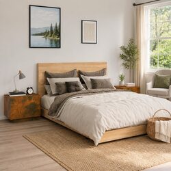 Bedside Cabinet Brown Engineered Wood Side Table Bedroom Storage Nightstand