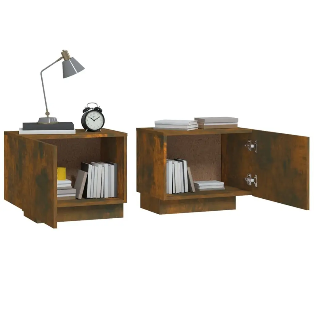Bedside Table Brown Engineered Wood Storage Nightstand 100 x 35 x 40 cm