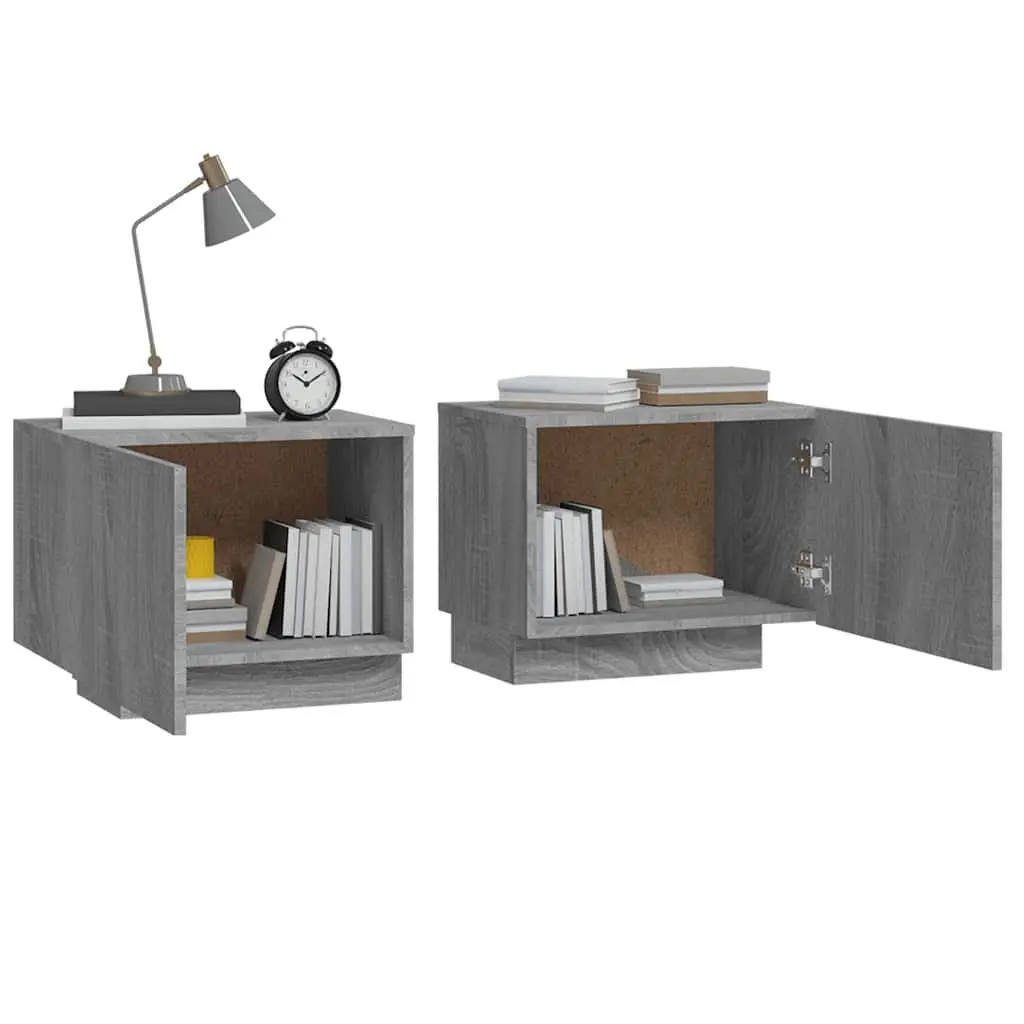 Bedside Cabinet Grey Storage Side Table Bedroom Nightstand Engineered Wood