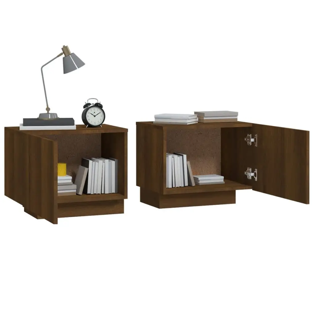 Bedside Cabinet Brown Oak 100x35x40 cm Engineered Wood Nightstand Storage