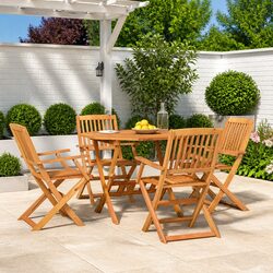 Quality 5 Piece Garden Dining Set in Brown Acacia Wood