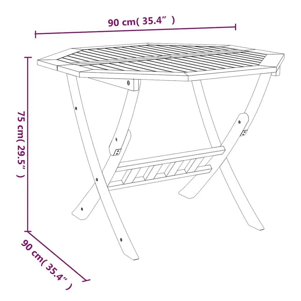 5 Piece Garden Dining Set Outdoor Furniture Solid Wood Foldable Brown