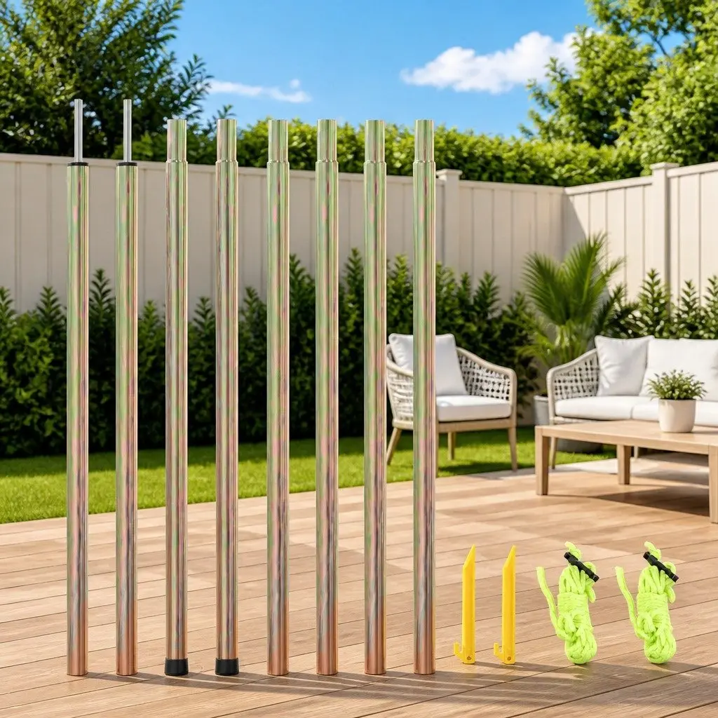 Sunshade Sail Poles Outdoor Camping Shelter Support 250 cm Galvanised Steel