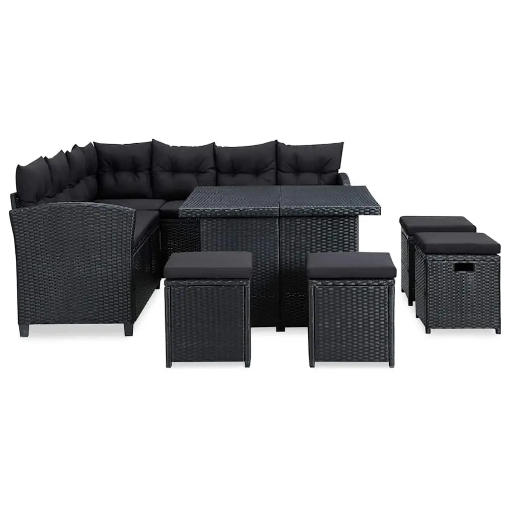 Garden Lounge Set 6 Piece Outdoor Furniture Poly Rattan Sofa with Cushions