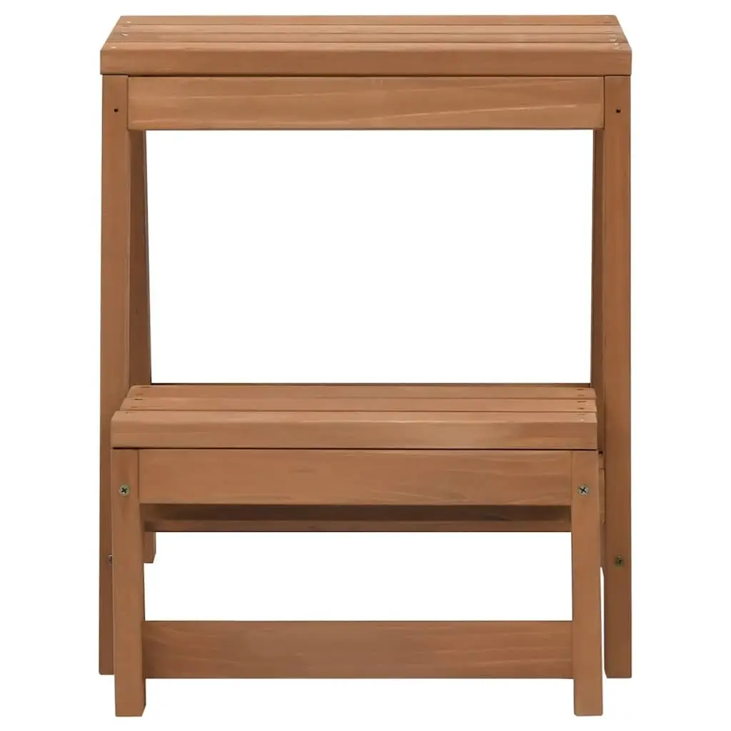 Foldable Step Stool Solid Wood Brown Kitchen Living Room Storage Seat