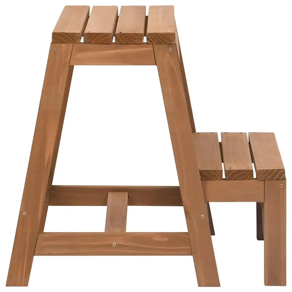 Foldable Step Stool Solid Wood Brown Kitchen Living Room Storage Seat