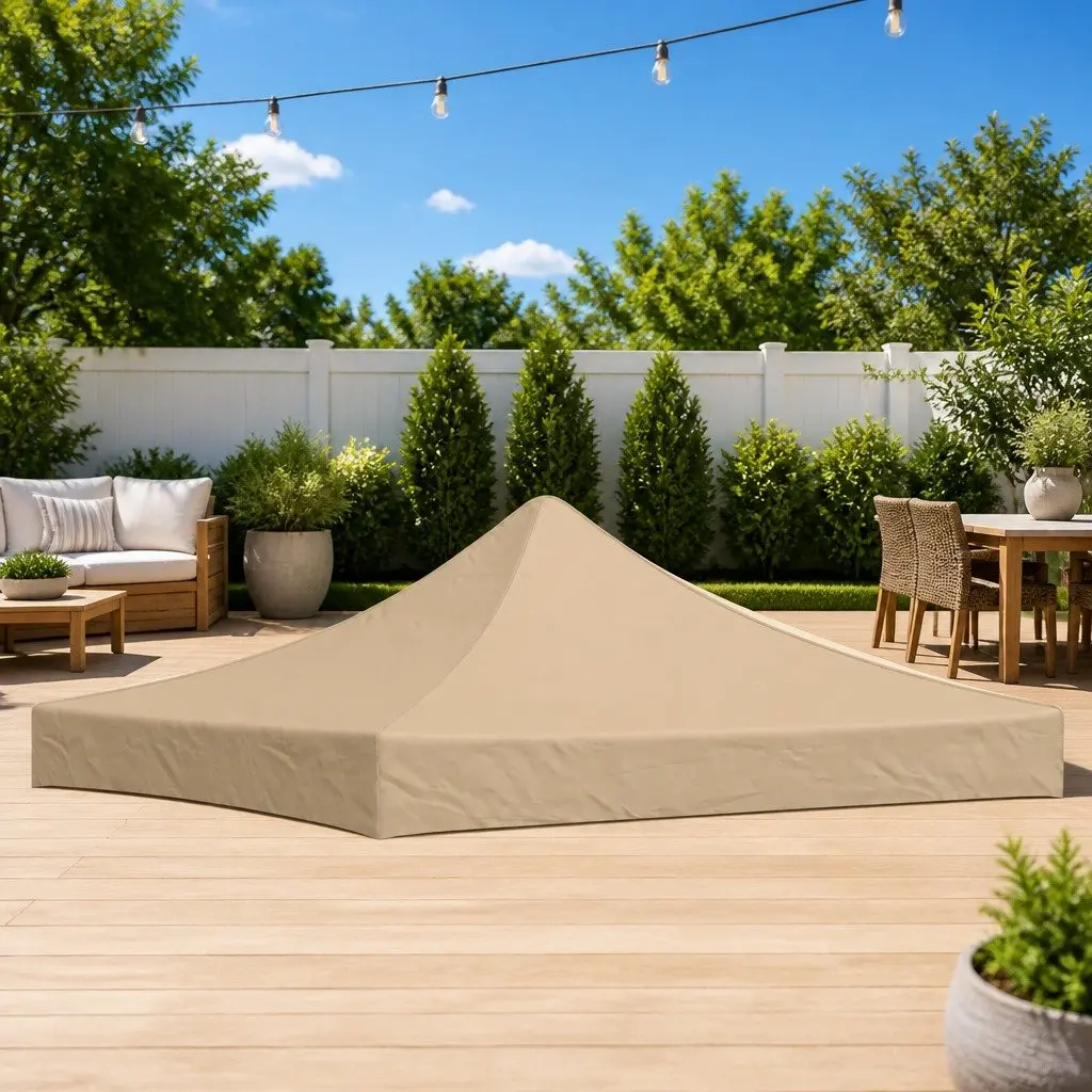 Party Tent Roof Replacement Canopy Top 3x3 m Beige Outdoor Garden Gazebo Cover