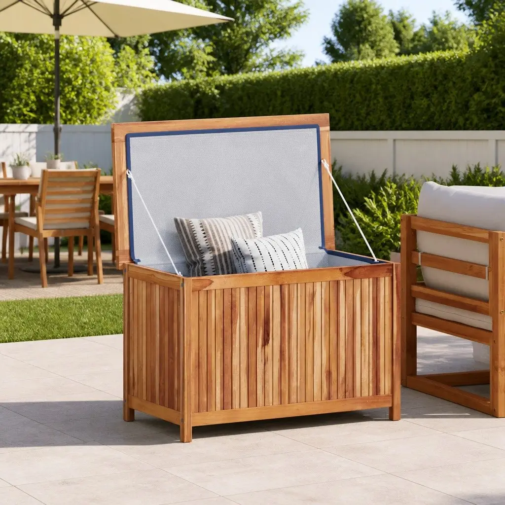 Garden Storage Box Outdoor Organiser 90x50x58cm Brown