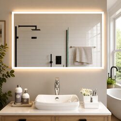LED Bathroom Mirror 60x100 cm Wall-Mounted Vanity Light Makeup IP65 Waterproof