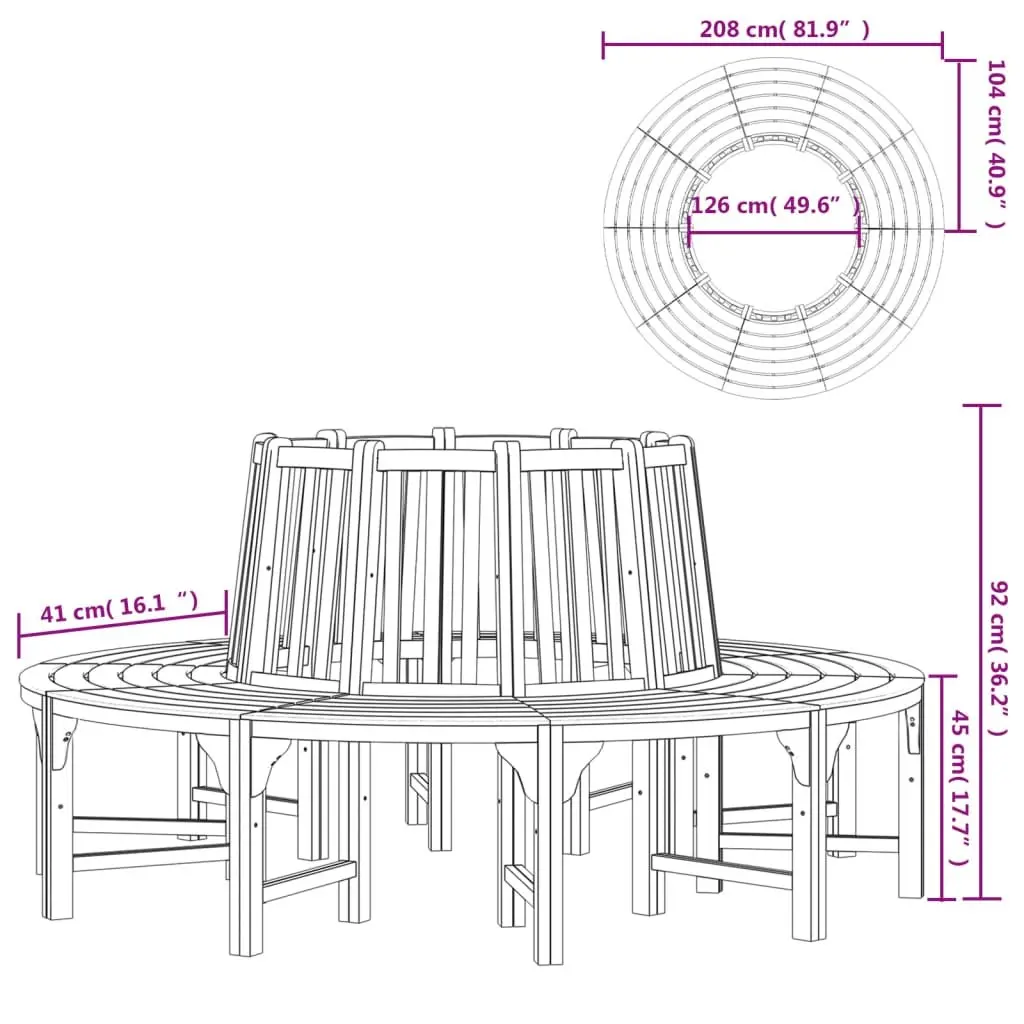 Round Tree Bench Outdoor Seating Solid Wood Eucalyptus Circular Garden Furniture