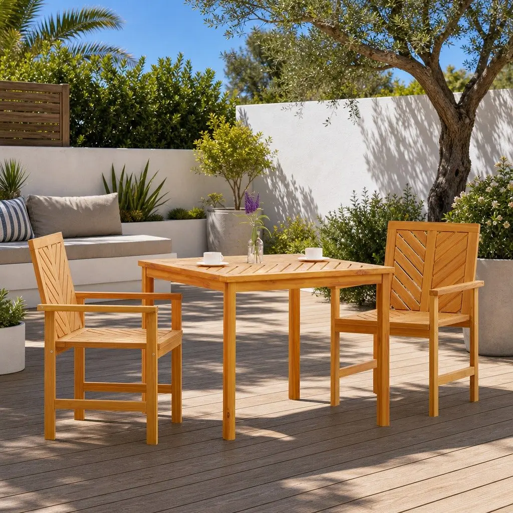 3-Piece Outdoor Dining Set with Acacia Wood
