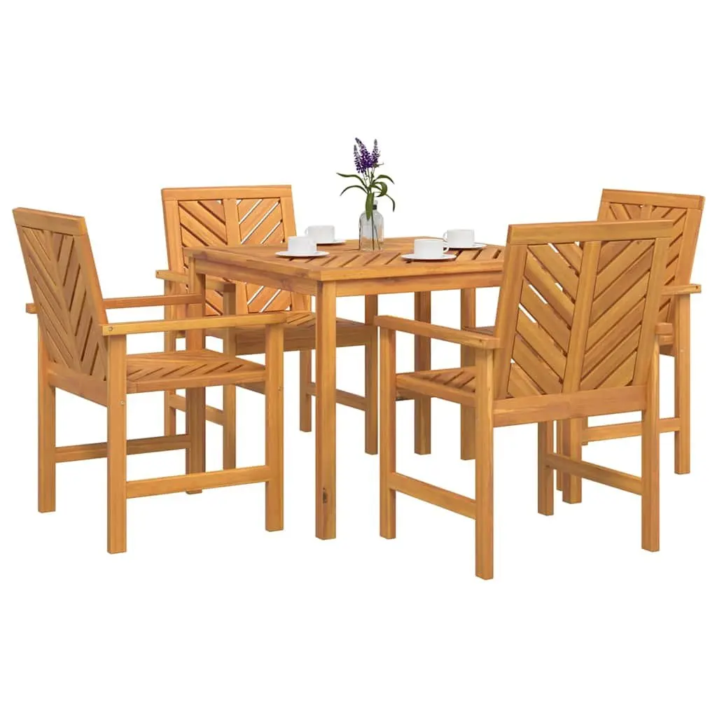 Garden Dining Set Outdoor Table and Chairs 5 Piece Solid Acacia Wood Brown