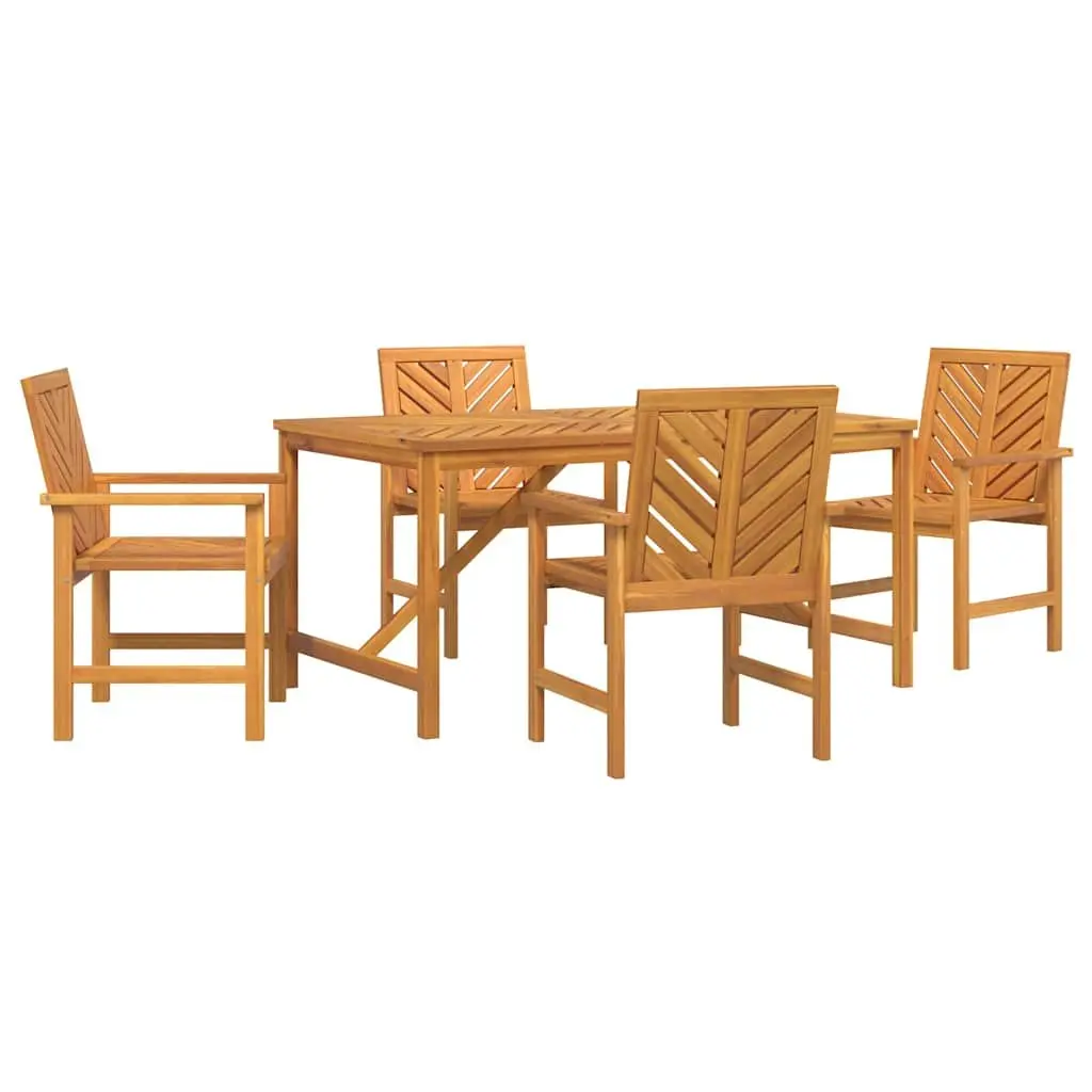Garden Dining Set Outdoor Furniture 5 Piece Brown Solid Wood Table Chairs